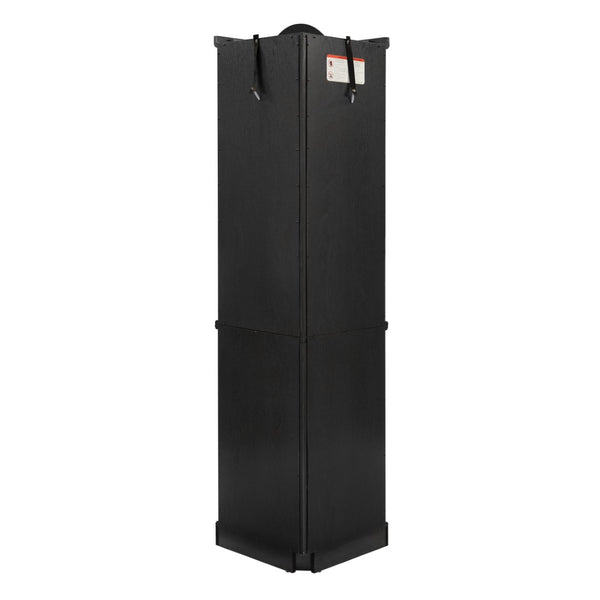 English Elm Glass Corner Curio Cabinet Lighted Dark Wood Display with Carved Crown Floral Detail W2275P292646