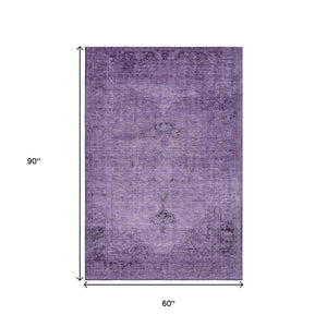 HomeRoots 5' X 8' Purple And Ivory Oriental Area Rug – Stain Resistant, UV Protected, Durable for Homes with Kids & Pets 654900