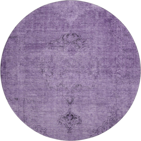 HomeRoots 8' Purple and Ivory Oriental Round Rug - Washable, UV Protected, Stain Resistant for Easy Care! 654901