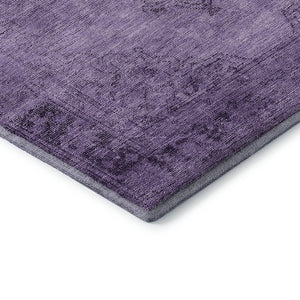 HomeRoots 8' Purple and Ivory Oriental Round Rug - Washable, UV Protected, Stain Resistant for Easy Care! 654901