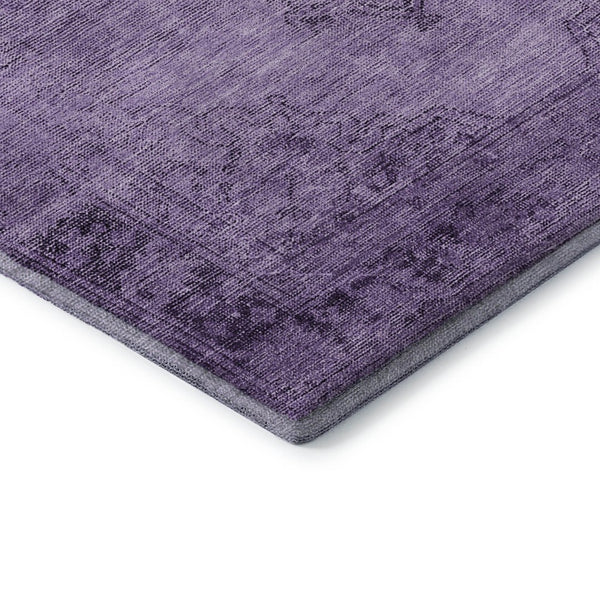 HomeRoots 8' Purple and Ivory Oriental Round Rug - Washable, UV Protected, Stain Resistant for Easy Care! 654901