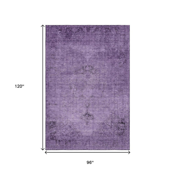 HomeRoots 8' X 10' Elegant Purple and Ivory Oriental Area Rug - Washable, UV-Protected, Perfect for Families! 654902