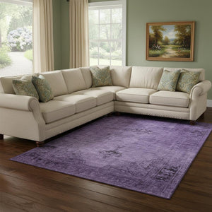 HomeRoots 8' X 10' Elegant Purple and Ivory Oriental Area Rug - Washable, UV-Protected, Perfect for Families! 654902