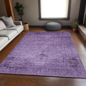 HomeRoots 9' X 12' Purple & Ivory Oriental Area Rug - Washable, Stain Resistant, UV Protected for Homes 654903