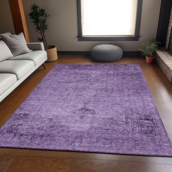 HomeRoots 9' X 12' Purple & Ivory Oriental Area Rug - Washable, Stain Resistant, UV Protected for Homes 654903