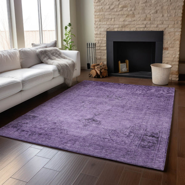 HomeRoots 9' X 12' Purple & Ivory Oriental Area Rug - Washable, Stain Resistant, UV Protected for Homes 654903