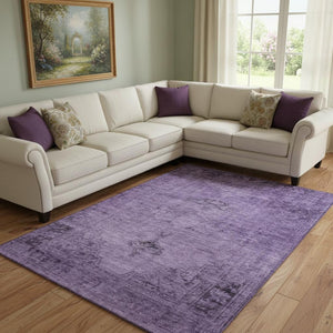 HomeRoots 10' X 14' Purple and Ivory Oriental Area Rug - Washable, UV-Protected, Stain-Resistant Elegance! 654904