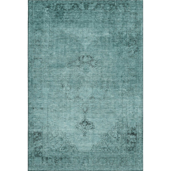 HomeRoots 5' X 8' Teal and Ivory Oriental Area Rug – Washable, Stain Resistant, UV Protected for Everyday Use 654906
