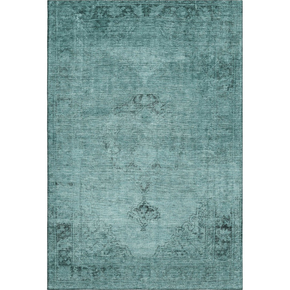 HomeRoots 8' X 10' Teal And Ivory Oriental Area Rug - Washable, UV Protected, Durable for High-Traffic Homes 654908