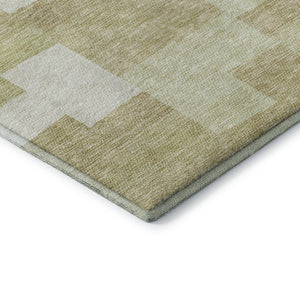 HomeRoots 8' X 10' Beige and Ivory Geometric Washable Area Rug with UV Protection for Modern Homes & Families 654914