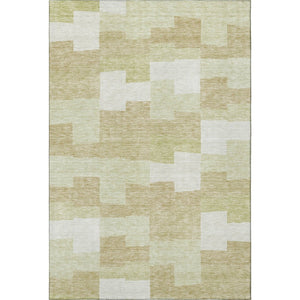 HomeRoots 8' X 10' Beige and Ivory Geometric Washable Area Rug with UV Protection for Modern Homes & Families 654914