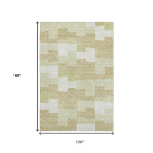 HomeRoots 10' Beige and Ivory Geometric Washable Area Rug - UV Protected, Stain Resistant, Perfect for Living Spaces 654916