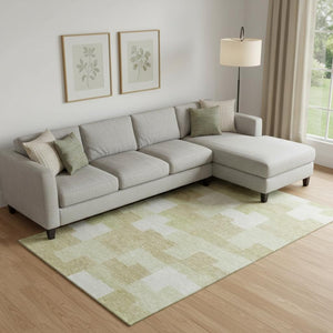HomeRoots 10' Beige and Ivory Geometric Washable Area Rug - UV Protected, Stain Resistant, Perfect for Living Spaces 654916