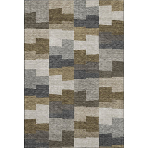 HomeRoots 9' Geometric Washable Area Rug in Brown, Beige & Ivory - Stain Resistant, UV Protected, Durable Design 654921