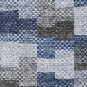 HomeRoots 5' X 8' Modern Blue Gray and Ivory Geometric Washable Area Rug with UV Protection for High-Traffic Spaces 654924