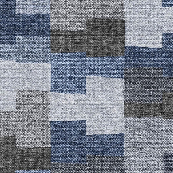 HomeRoots 8' X 10' Blue Gray Ivory Geometric Area Rug - Washable, Stain Resistant, UV Protection for Homes 654926