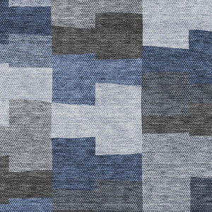 HomeRoots 9' X 12' Stylish Blue-Gray & Ivory Geometric Area Rug - Durable, Washable, UV-Protected Design! 654927