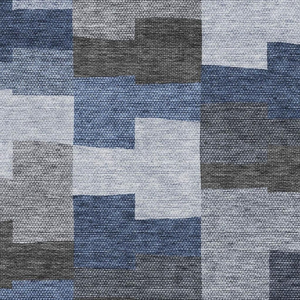 HomeRoots 9' X 12' Stylish Blue-Gray & Ivory Geometric Area Rug - Durable, Washable, UV-Protected Design! 654927