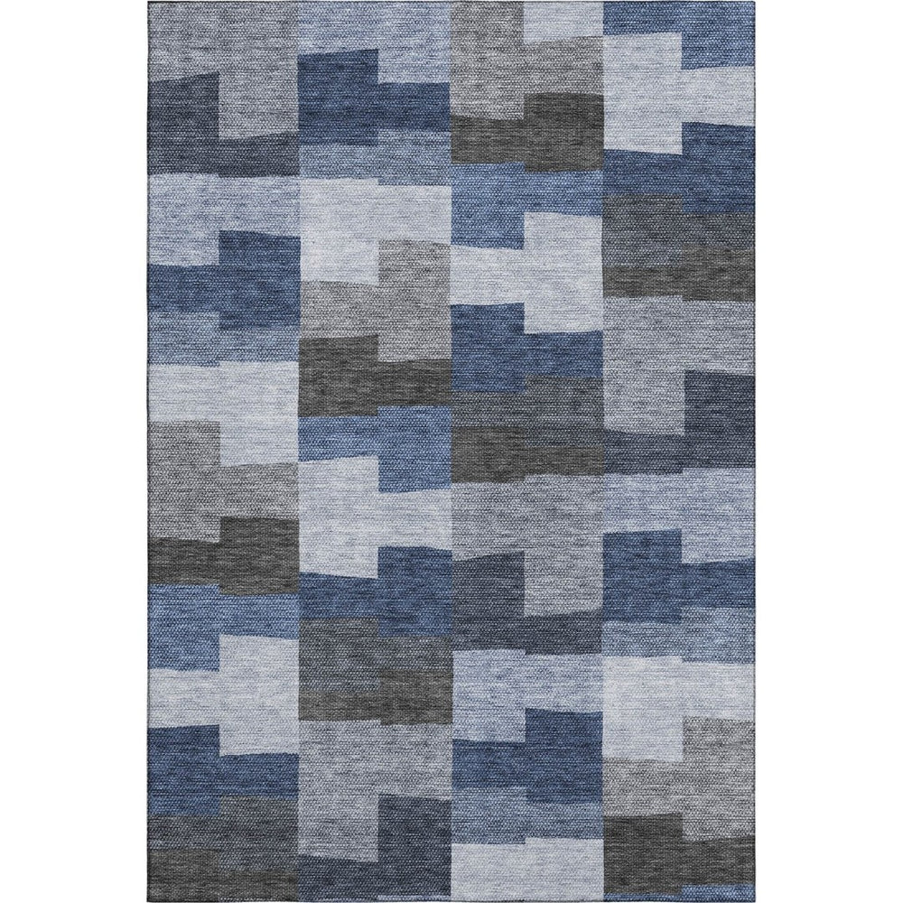 HomeRoots 10' Modern Blue Gray & Ivory Geometric Washable Area Rug – Durable, Stain-Resistant, UV Protected! 654928
