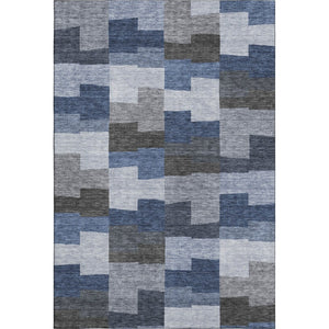 HomeRoots 10' Modern Blue Gray & Ivory Geometric Washable Area Rug – Durable, Stain-Resistant, UV Protected! 654928