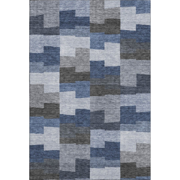 HomeRoots 10' Modern Blue Gray & Ivory Geometric Washable Area Rug – Durable, Stain-Resistant, UV Protected! 654928