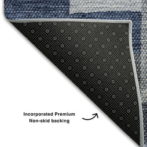 HomeRoots 10' Modern Blue Gray & Ivory Geometric Washable Area Rug – Durable, Stain-Resistant, UV Protected! 654928