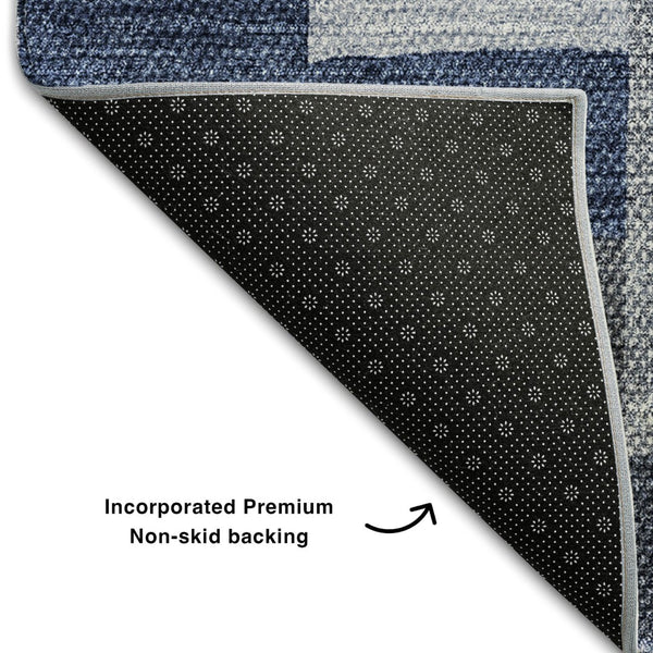 HomeRoots 10' Modern Blue Gray & Ivory Geometric Washable Area Rug – Durable, Stain-Resistant, UV Protected! 654928