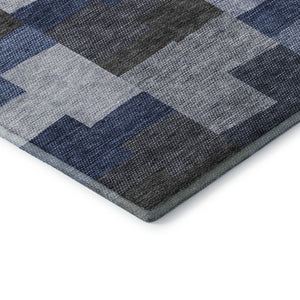 HomeRoots 10' Modern Blue Gray & Ivory Geometric Washable Area Rug – Durable, Stain-Resistant, UV Protected! 654928