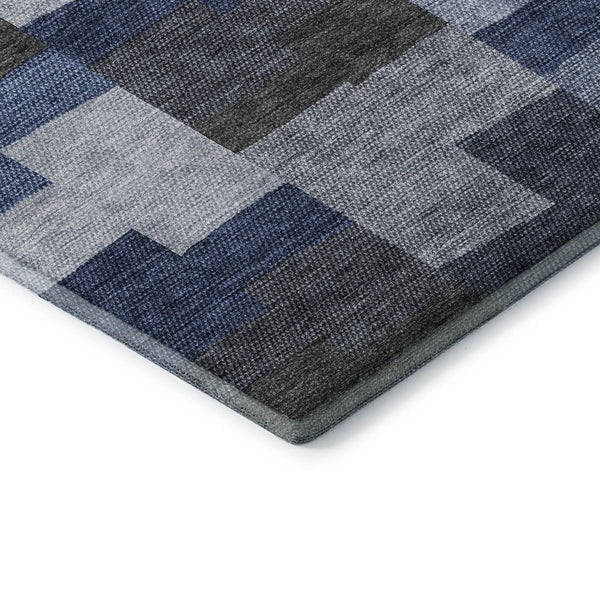 HomeRoots 10' Modern Blue Gray & Ivory Geometric Washable Area Rug – Durable, Stain-Resistant, UV Protected! 654928