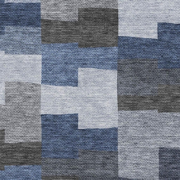 HomeRoots 10' Modern Blue Gray & Ivory Geometric Washable Area Rug – Durable, Stain-Resistant, UV Protected! 654928