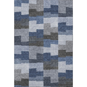 HomeRoots 10' Modern Blue Gray & Ivory Geometric Washable Area Rug – Durable, Stain-Resistant, UV Protected! 654928