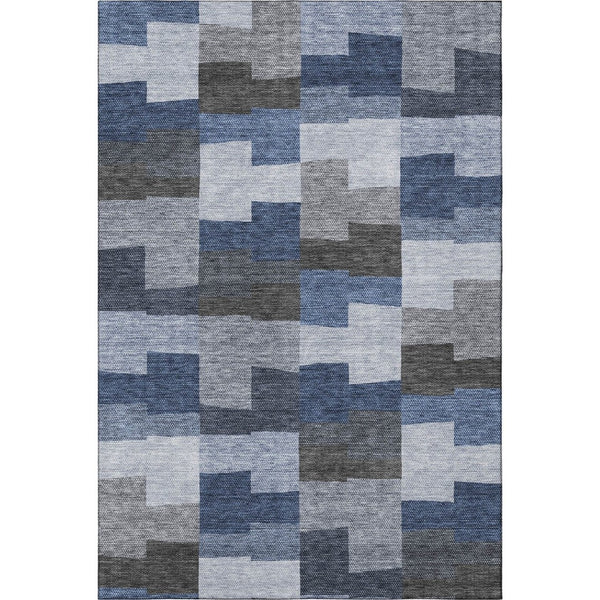 HomeRoots 10' Modern Blue Gray & Ivory Geometric Washable Area Rug – Durable, Stain-Resistant, UV Protected! 654928