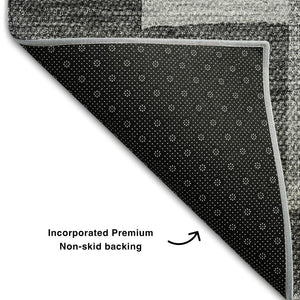 HomeRoots 9' x 12' Gray and Silver Geometric Area Rug - Washable, UV-Protected, Durable for High-Traffic Spaces 654933