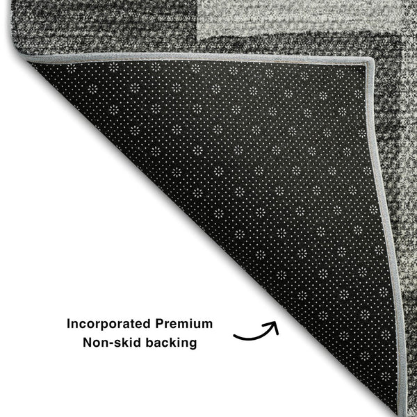 HomeRoots 9' x 12' Gray and Silver Geometric Area Rug - Washable, UV-Protected, Durable for High-Traffic Spaces 654933