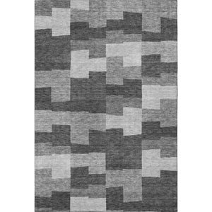 HomeRoots 9' x 12' Gray and Silver Geometric Area Rug - Washable, UV-Protected, Durable for High-Traffic Spaces 654933