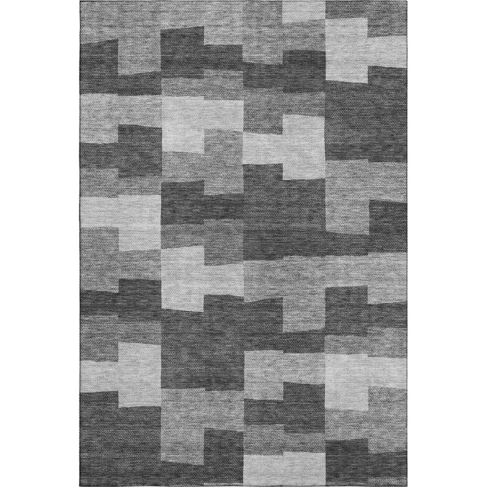 HomeRoots 10' X 14' Gray and Silver Geometric Area Rug – Washable, UV Protected, Modern Design for Living Spaces 654934