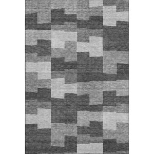 HomeRoots 10' X 14' Gray and Silver Geometric Area Rug – Washable, UV Protected, Modern Design for Living Spaces 654934