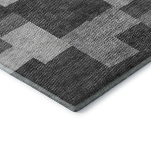 HomeRoots 10' X 14' Gray and Silver Geometric Area Rug – Washable, UV Protected, Modern Design for Living Spaces 654934