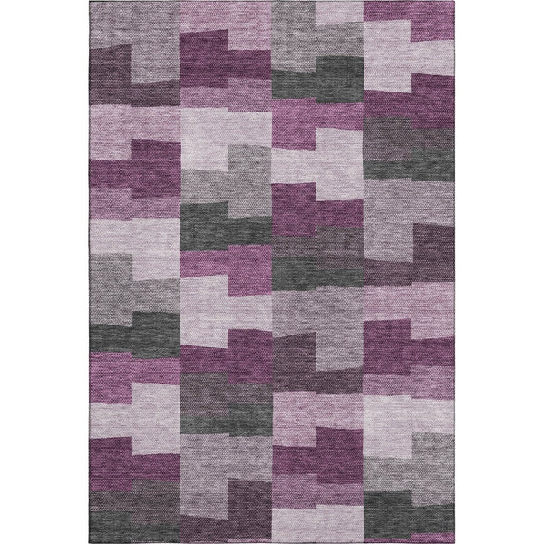 HomeRoots 8' X 10' Merlot Gray & Ivory Geometric Area Rug - Washable, UV-Protected, Family-Friendly Design! 654938