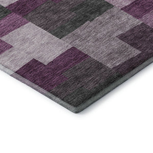 HomeRoots 8' X 10' Merlot Gray & Ivory Geometric Area Rug - Washable, UV-Protected, Family-Friendly Design! 654938