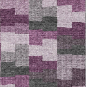 HomeRoots 8' X 10' Merlot Gray & Ivory Geometric Area Rug - Washable, UV-Protected, Family-Friendly Design! 654938
