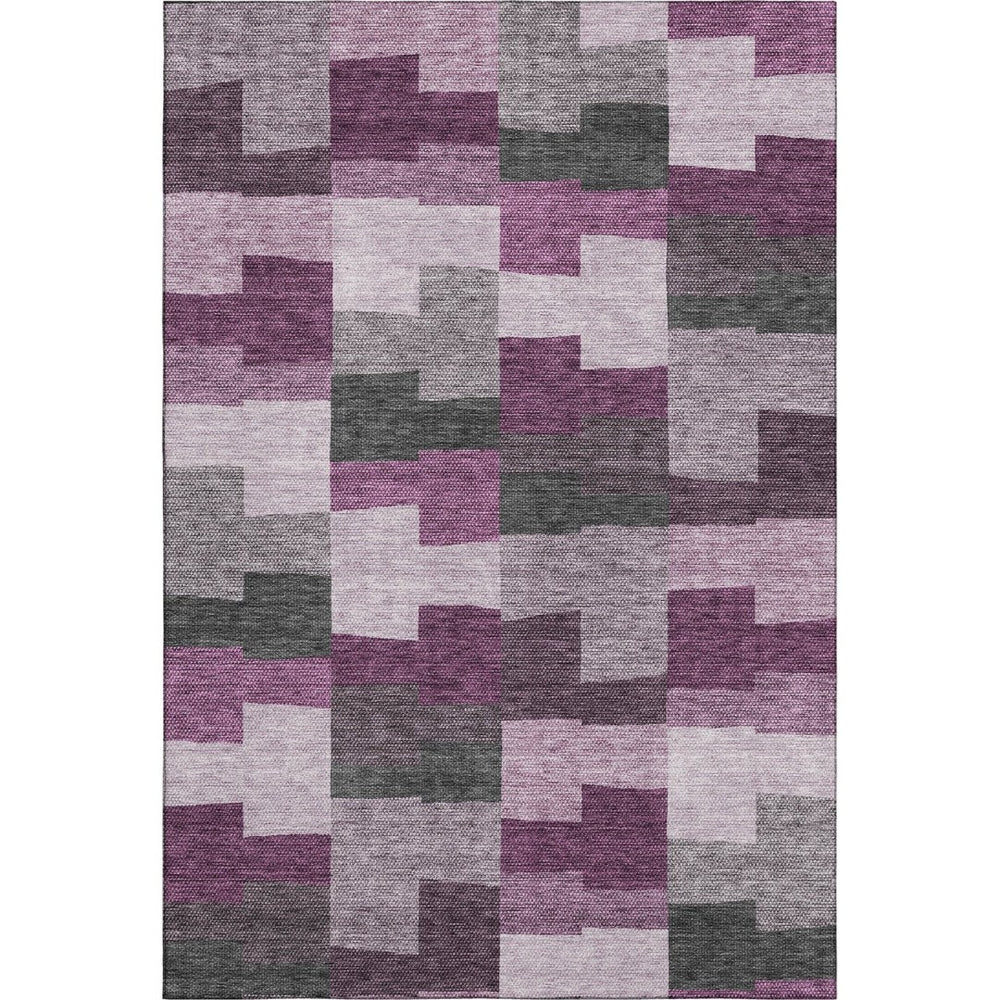 HomeRoots 9' X 12' Merlot Gray Ivory Geometric Washable Area Rug – Stain Resistant, UV Protected, Durable Design 654939