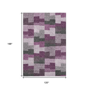 HomeRoots 10' X 14' Merlot Gray Geometric Area Rug - Stylish, Washable, UV Protected for Active Homes & Pets 654940