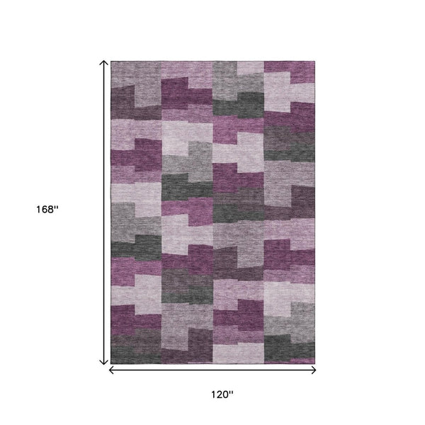 HomeRoots 10' X 14' Merlot Gray Geometric Area Rug - Stylish, Washable, UV Protected for Active Homes & Pets 654940
