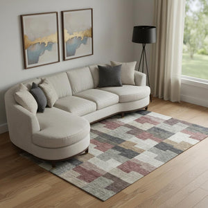 HomeRoots 8' X 10' Stylish Rust Gray & Ivory Geometric Area Rug - Washable, UV Protected for Busy Homes 654950