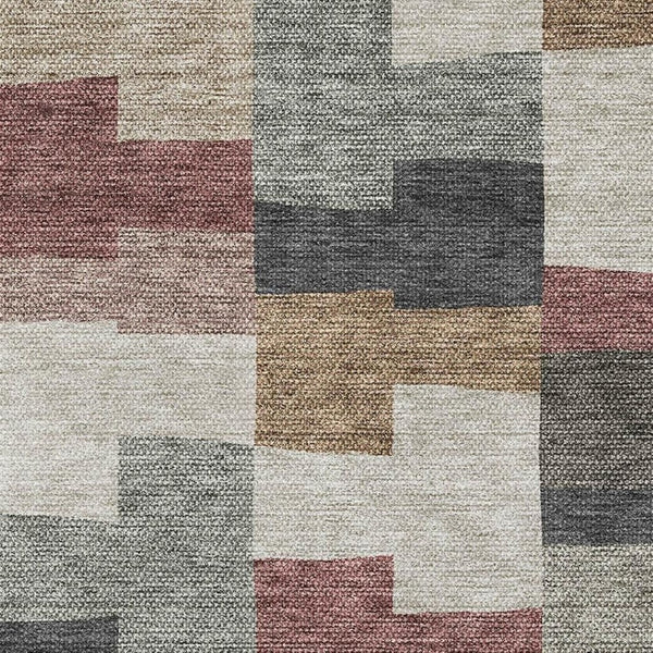 HomeRoots 8' X 10' Stylish Rust Gray & Ivory Geometric Area Rug - Washable, UV Protected for Busy Homes 654950