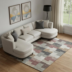 HomeRoots 10' Geometric Rust Gray and Ivory Area Rug - Durable, Washable, UV-Protected for Active Homes 654952