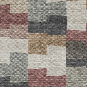 HomeRoots 10' Geometric Rust Gray and Ivory Area Rug - Durable, Washable, UV-Protected for Active Homes 654952