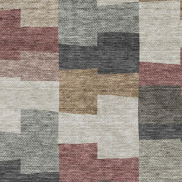 HomeRoots 10' Geometric Rust Gray and Ivory Area Rug - Durable, Washable, UV-Protected for Active Homes 654952