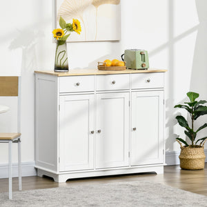 English Elm Homcom Modern Sideboard With Solid Rubber Wood Top, Versatile Storage & Stylish White Finish For Any Space W2225P217384